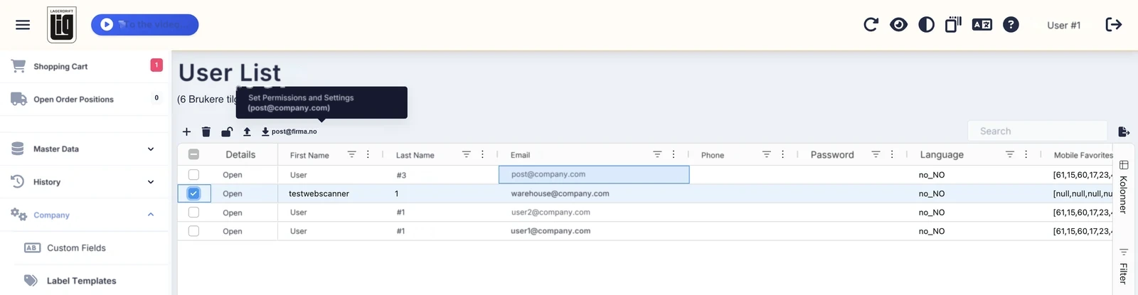 The action bar where the Set Permissions and Settings button shows the email address of the user it was copied from