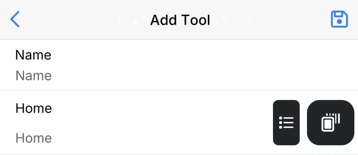 The Create Tool form with Name and Home