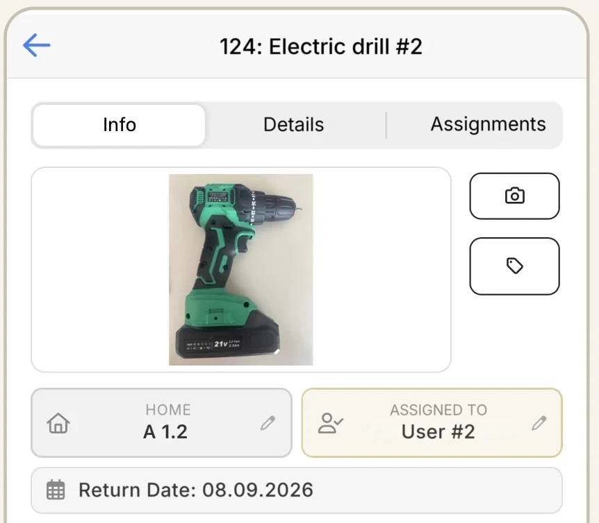 The tool card with the Return Date field