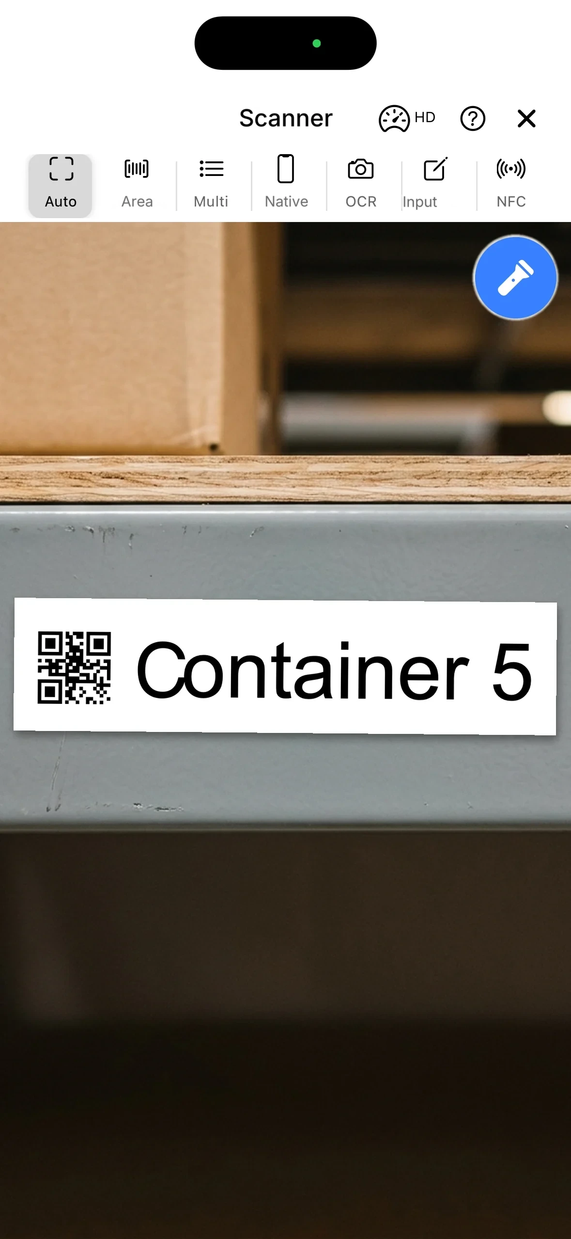Scanning the QR code that hangs on the location