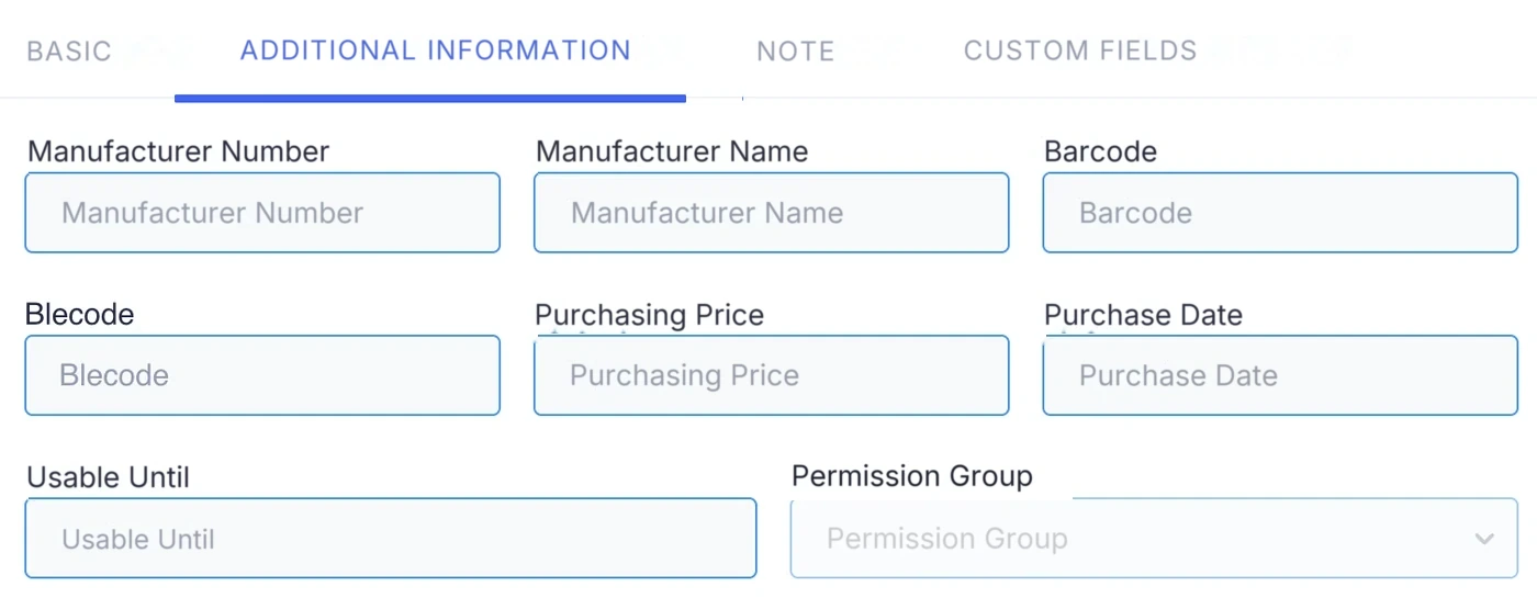 The Additional information tab in the Add Tool dialog